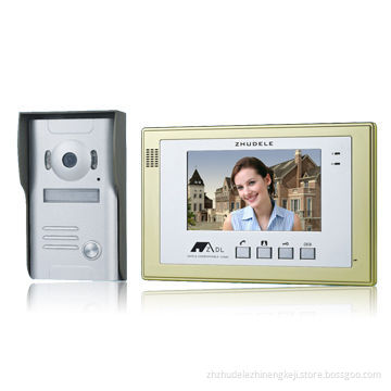 7-inch Gold Color Video Door Phone, Rainproof and Anti-riot Outdoor Unit